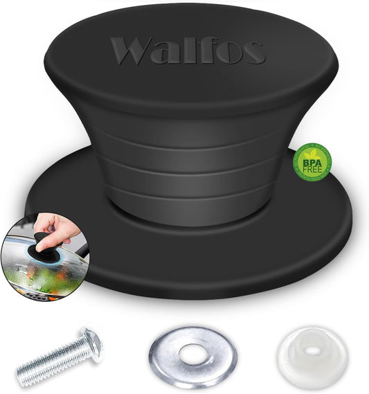 Universal Pot Lid Knob, Non-Slip Pot Lid Replacement Knobs with 3 Raised Coils, Heat Resistant Silicone Pan Lids Handle for Kitchen Cookware Lids, BPA Free and Dishwasher Safe