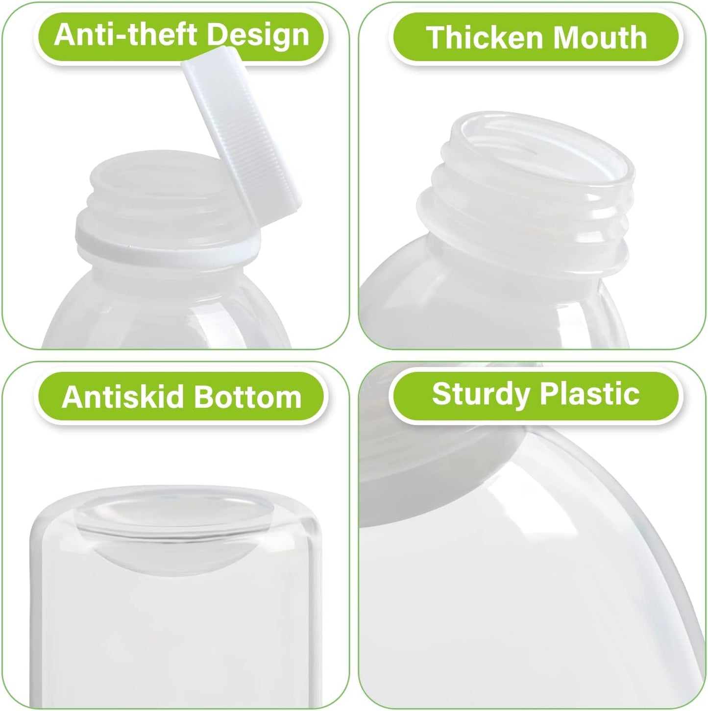 Dishwasher Safe 12Oz Plastic Bottles with Caps Reusable BPA Free PP5 Juice Milk Water Smoothie Bottle Heat-Resistant Refillable