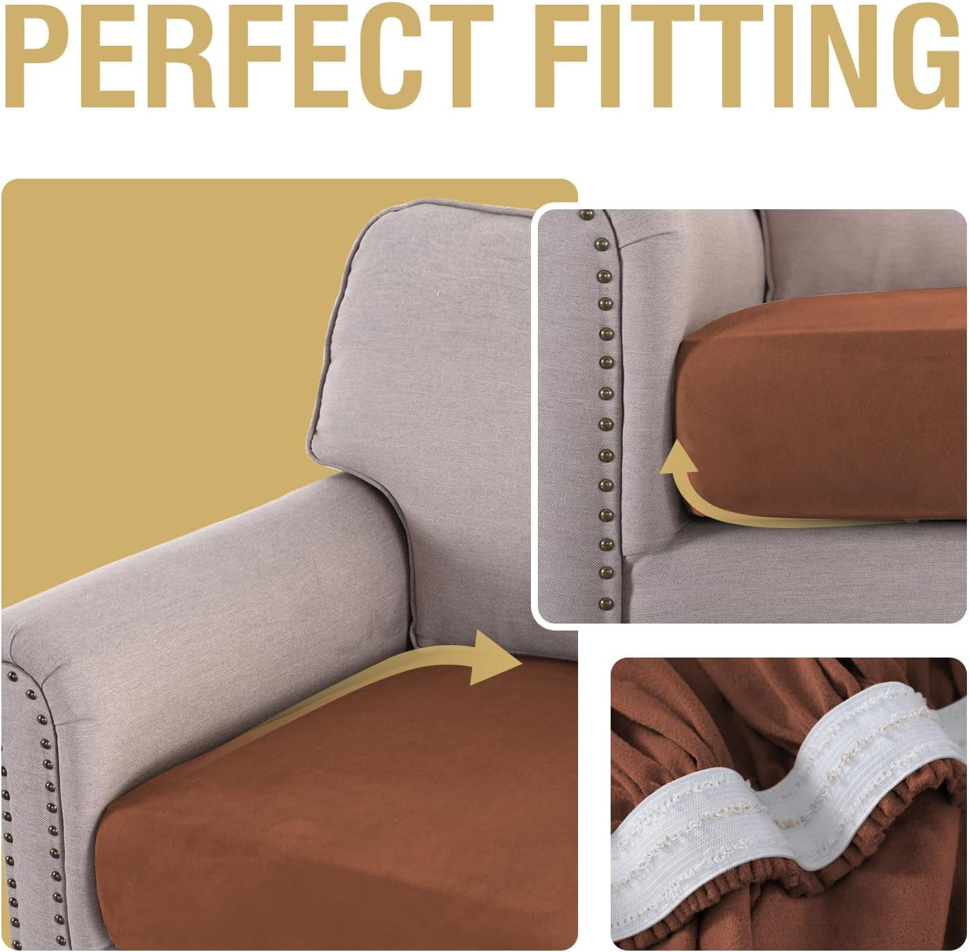 Suede Arm Chair Covers Stretch Couch Cushion Covers Thick Soft Chair Covers Armchair Couch Cover for Sectional Sofa Covers for Pets Washable(1 Piece Chair Cover, Vintage Clay)