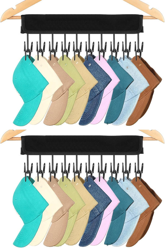 2 Pack Hat Organizer for Baseball Caps, Hat Rack for Hanger, Hat Holder for Closet Organizers and Storage, Baseball Cap Organizer, Home Organization, Fits All Hats, Gifts for Men, Women- Black
