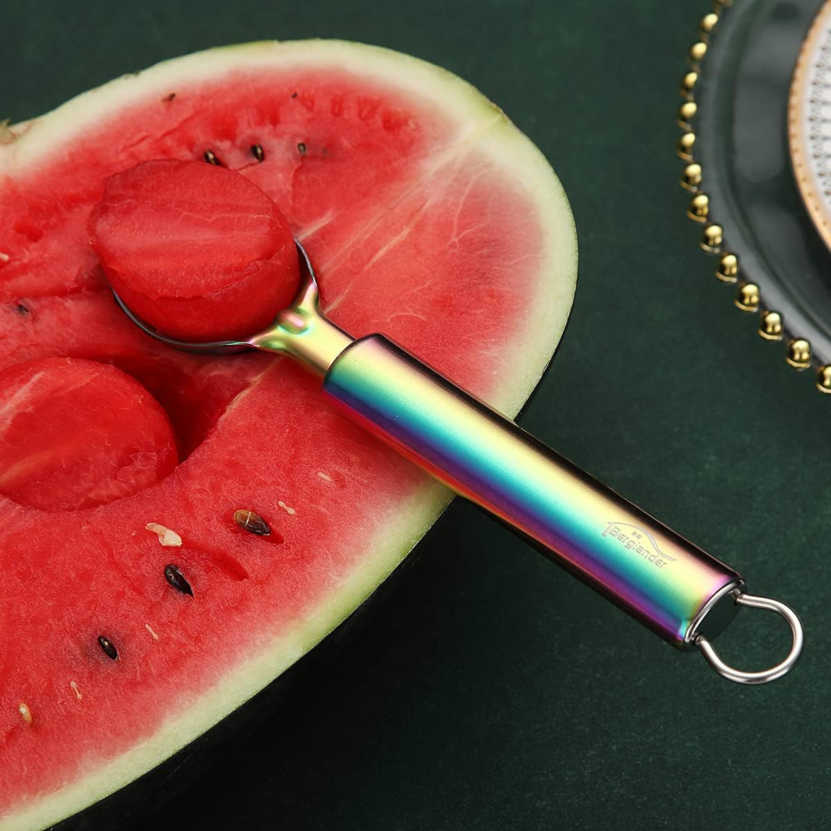 Titanium Plated Stainless Steel Ice Cream Scoop and Cookie Melon Baller, Dishwasher Safe Specialty Tool