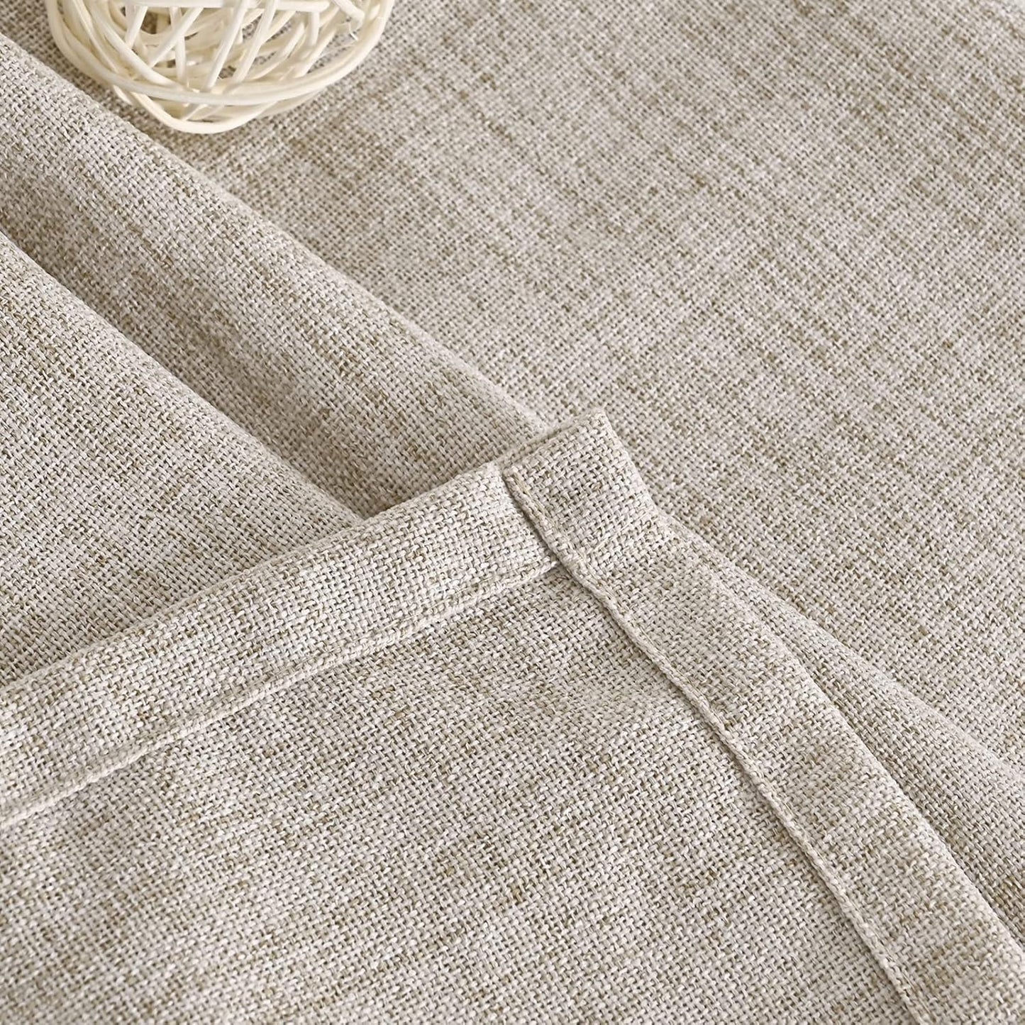 Linen Semi Sheer Curtains 72 Inch Length 2 Panels for Living Room - Light Filtering Drapes with Rod Pocket Back Tab Rustic Beige Window Treatments for Dining Bedroom, 52 X 72 Inch
