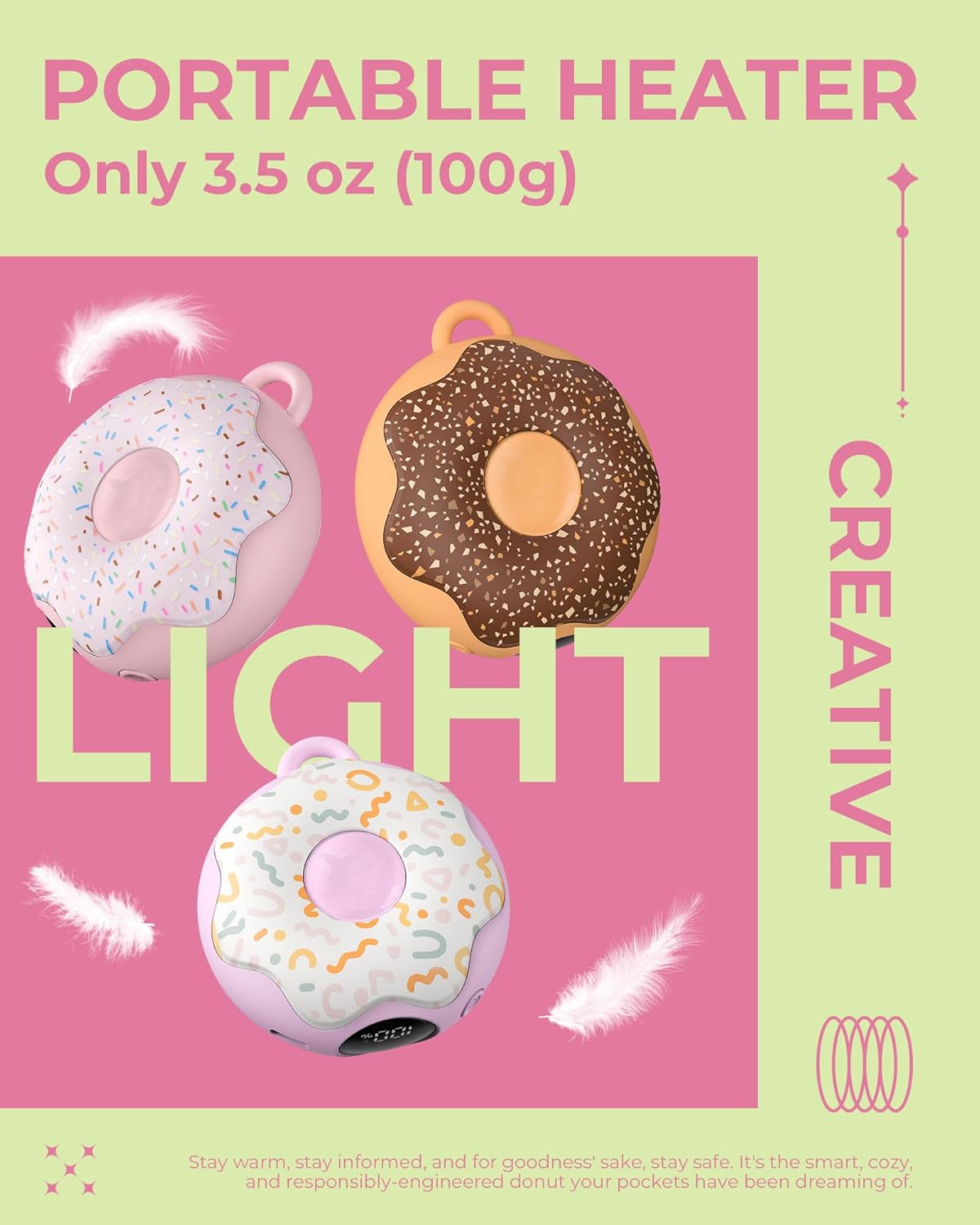 Hand Warmer Rechargeable,  Portable Heater, 3 Heat Settings, 4000Mah Reusable Portable Pocket Heater,Double-Sided Hot Hands for Raynaud'S, Golf,Hunting, Stocking Stuffers