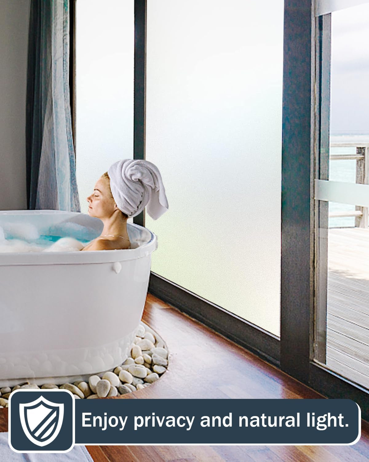 Frosted Glass Window Privacy Film with Installation Tools, Removable, Peep-Proof, Static Cling, Heat Control, UV Protection, Ideal for Home Office Bathroom Door (17.5 X 78.7 Inch)