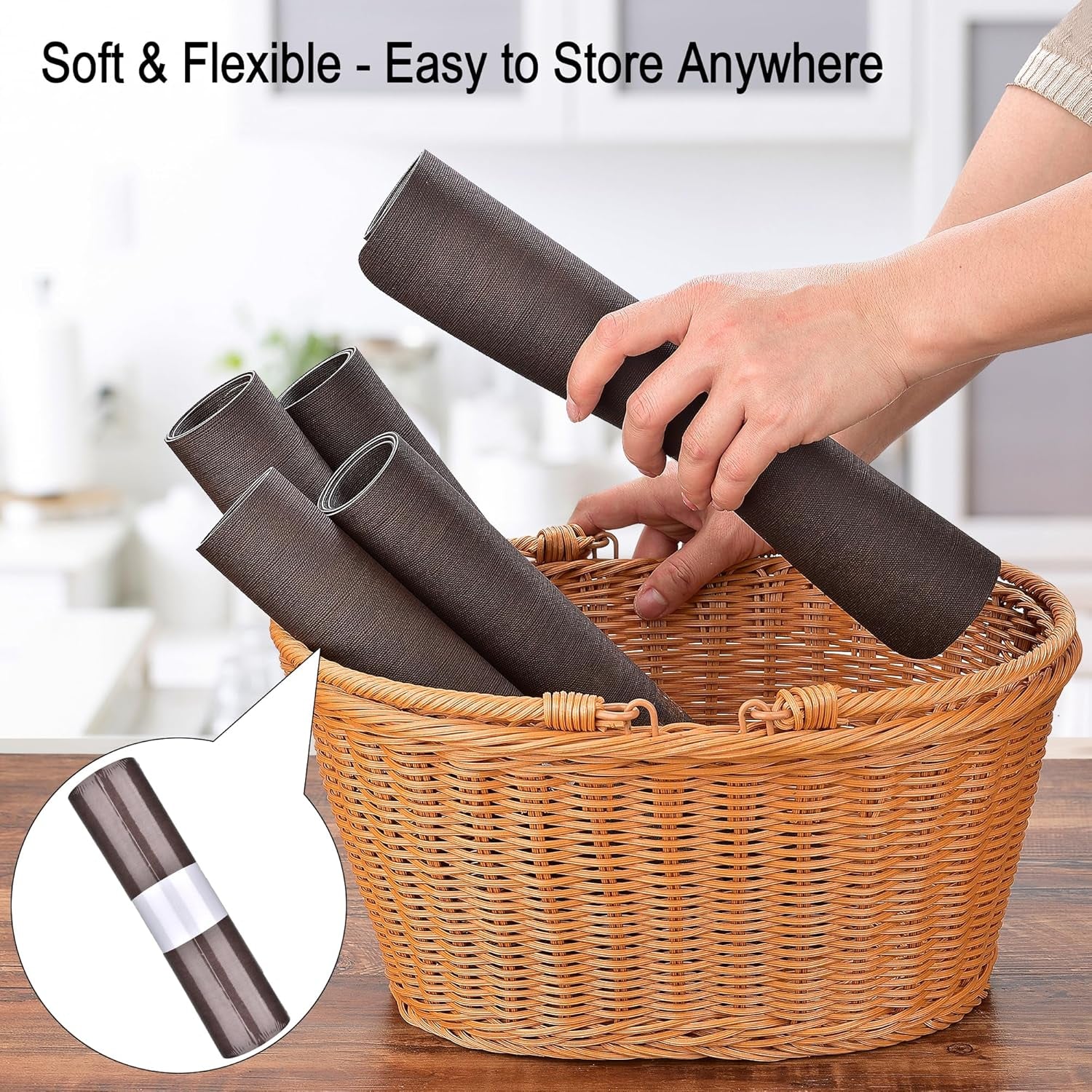 Faux Leather Placemats Set of 4 - Stain, Heat, and Spill Resistant, Non-Slip Design for Enhanced Dining and Kitchen Decor, 18 x 12 Inches (Dark Brown)