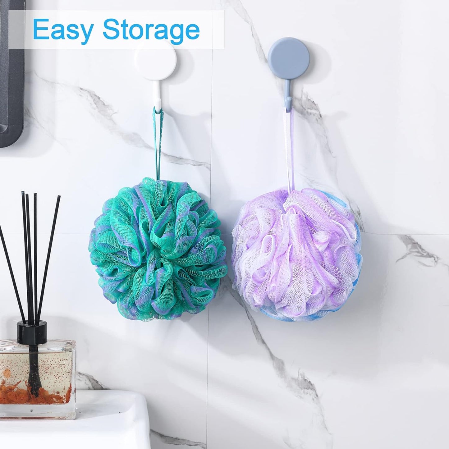 Loofah Sponge 75G/Piece, Exfoliating Bath Sponge Body Scrubber - Loofa Set of 4 Flower Color (Large, Green-Purple)