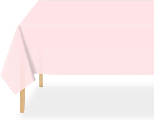 Plastic Table Cloth Disposable 2 Pack, 54 X 108 Inch Tablecloths for Rectangle Tables, Pink Plastic Table Cover