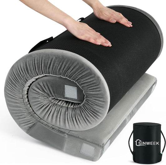 Memory Foam Camping Mattress Certipur-Us Waterproof Portable Roll up Mattress for Adults Cot Mattress Car Van Sleeping Mat Pad with Carrying Bag