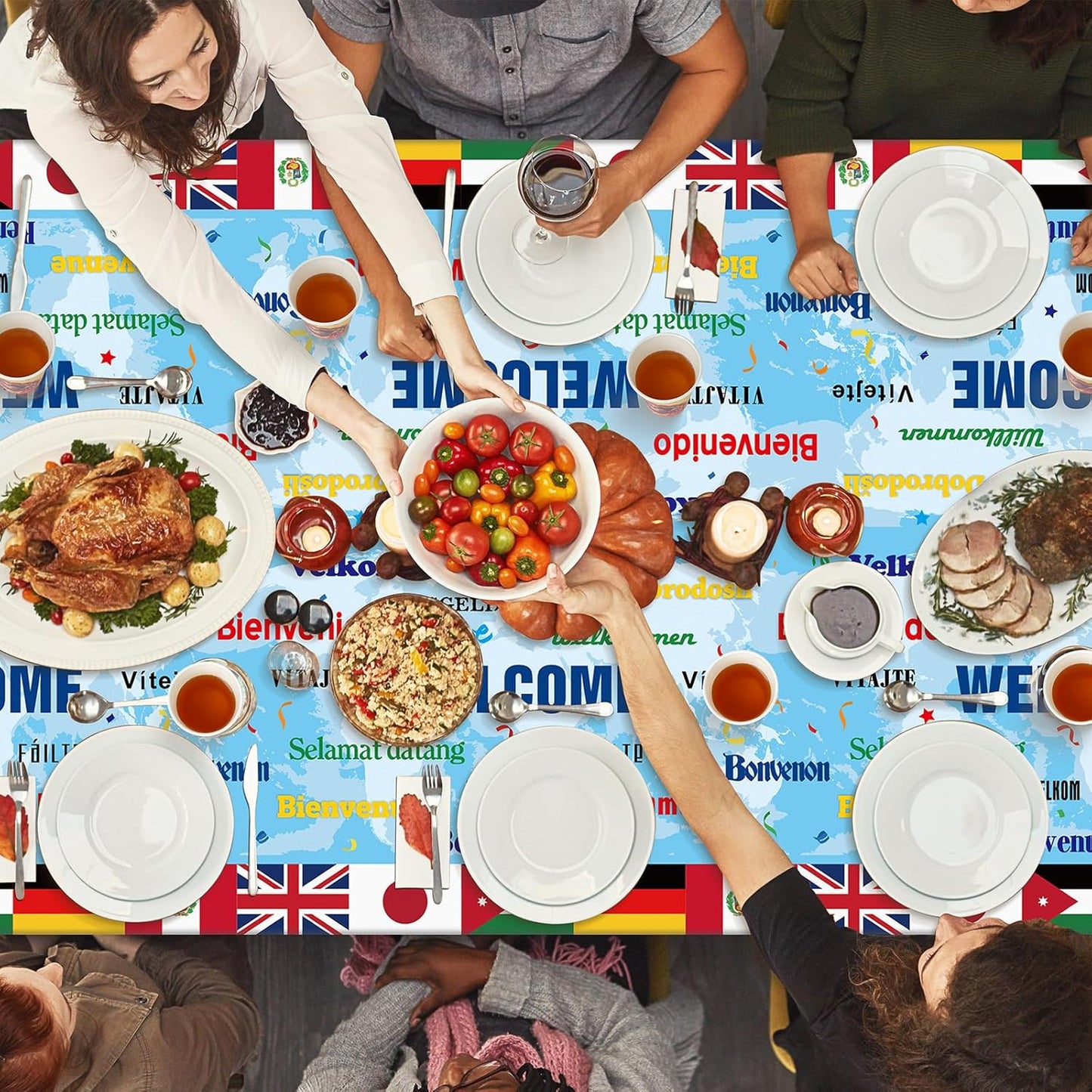 3 Pack International Flag Tablecloths Disposable World Flag Table Cover Rectangle Plastic Table Cloth for Soccer Sports Events Beer Party Celebration Olympics Party Decorations,108 X 54 Inch