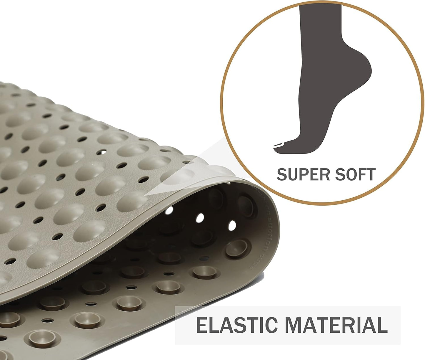 Bath Tub Mat Shower Mat Non Slip Bathtub Mats with Suction Cups Bath Mat for Tub Bathroom Mats 28" X 16" Machine Washable (Light Brown)