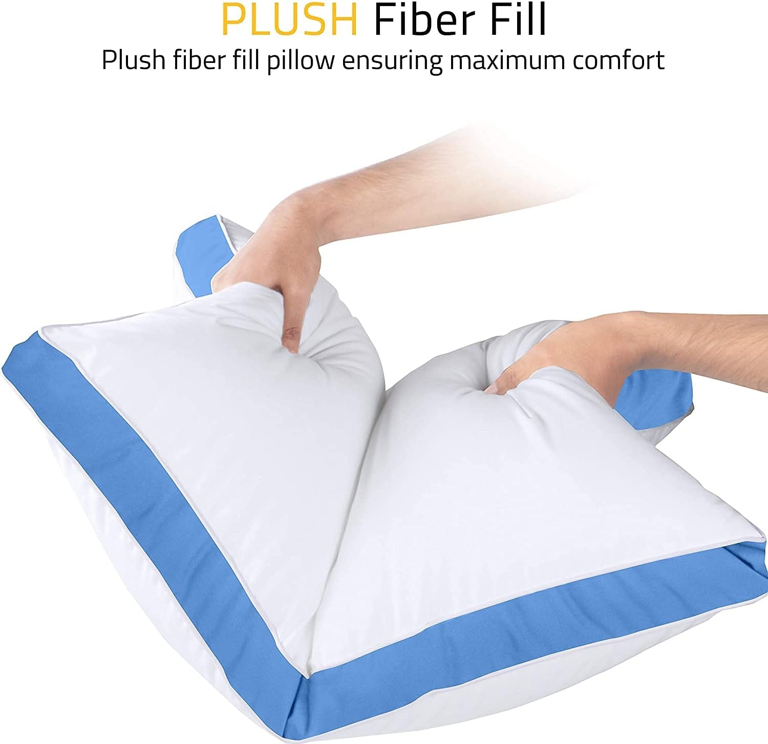 Bed Pillows for Sleeping Queen Size (Blue), Set of 2, Cooling Hotel Quality, Gusseted Pillow for Back, Stomach or Side Sleepers