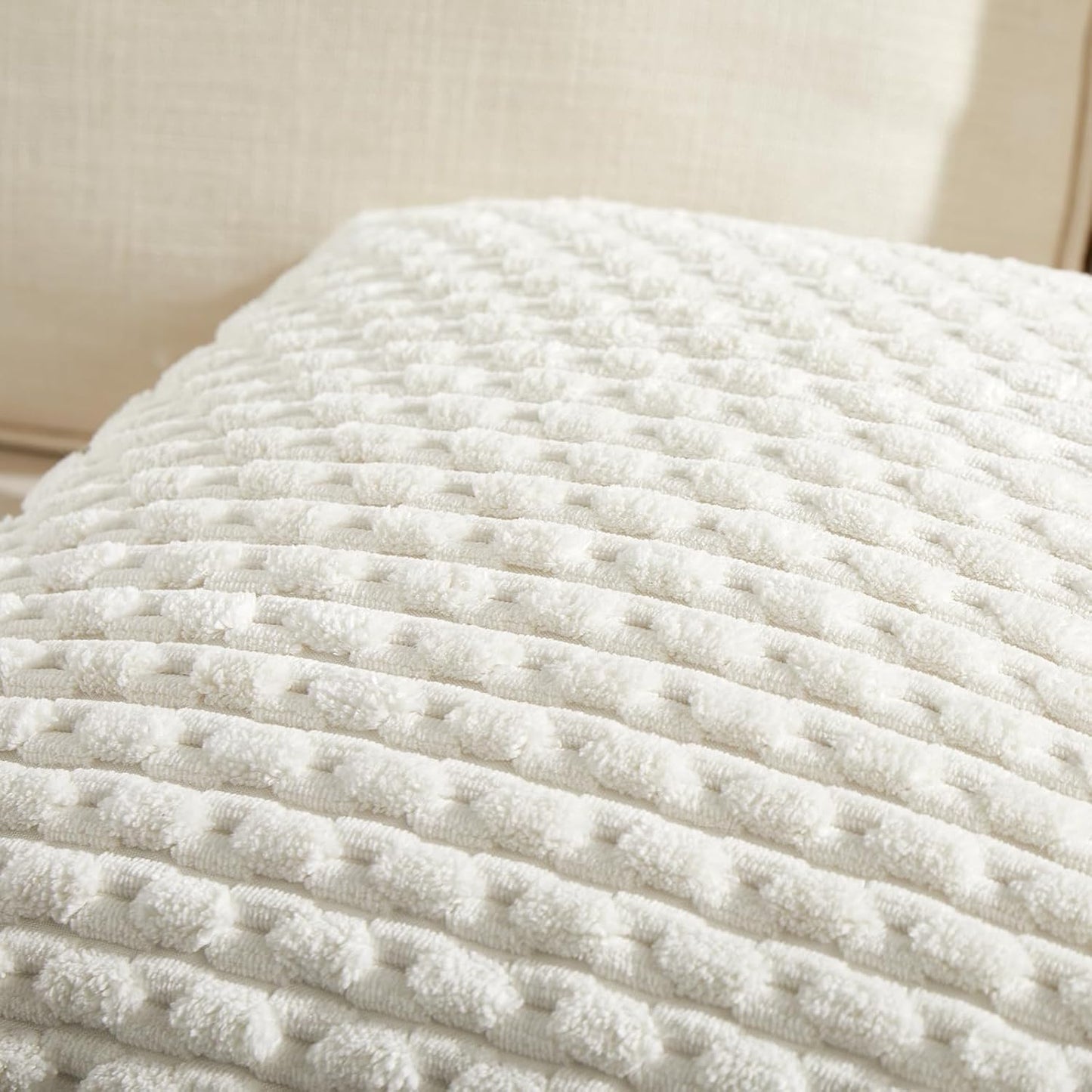 2 Packs Cream Decorative Throw Pillow Covers 12X20 Inch for Couch Bed Sofa, Modern Farmhouse Boho Home Decor, Soft Cute Plush Corduroy Cushion Case 30X50 CM