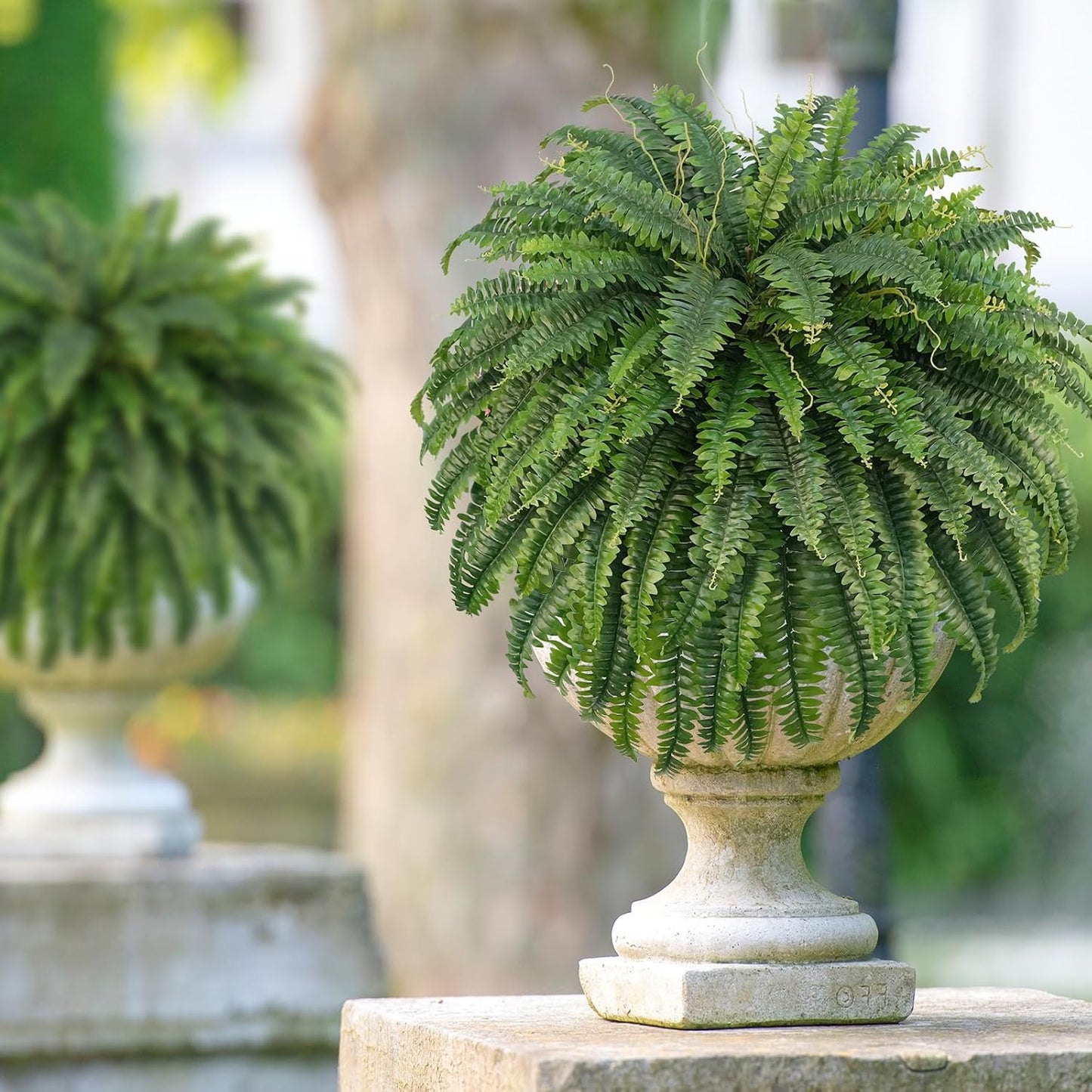 50" Artificial Boston Ferns, Fake Bush Plants, Large Faux Ferns with 96 Fronds for Outdoors Home Decor