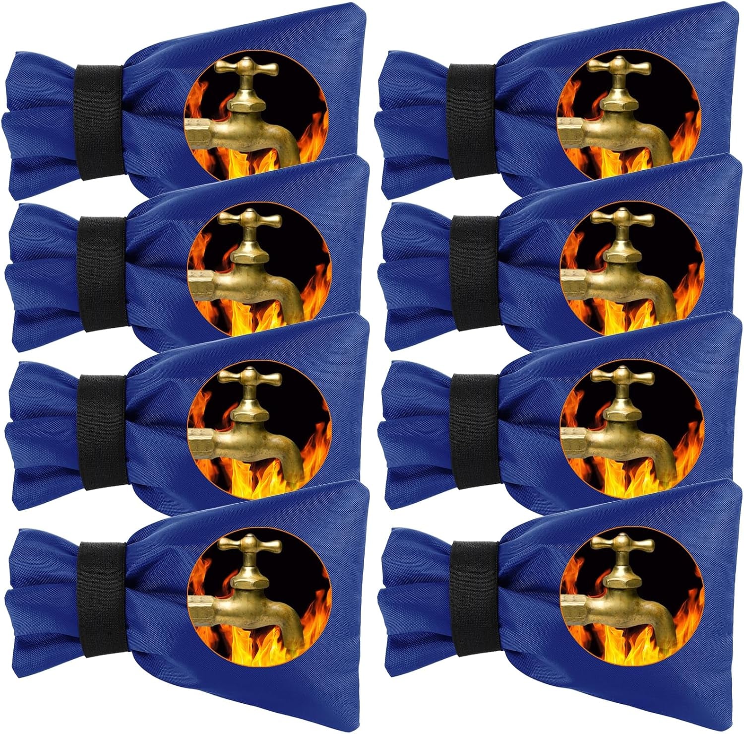 Outdoor Faucet Covers for Winter Freeze Protection - 8 Pack 6" H X 8" W Blue Spigot Covers Winter Insulated, Waterproof Reusable Thickened Hose Bib Socks Protector Insulation for Water Pipes