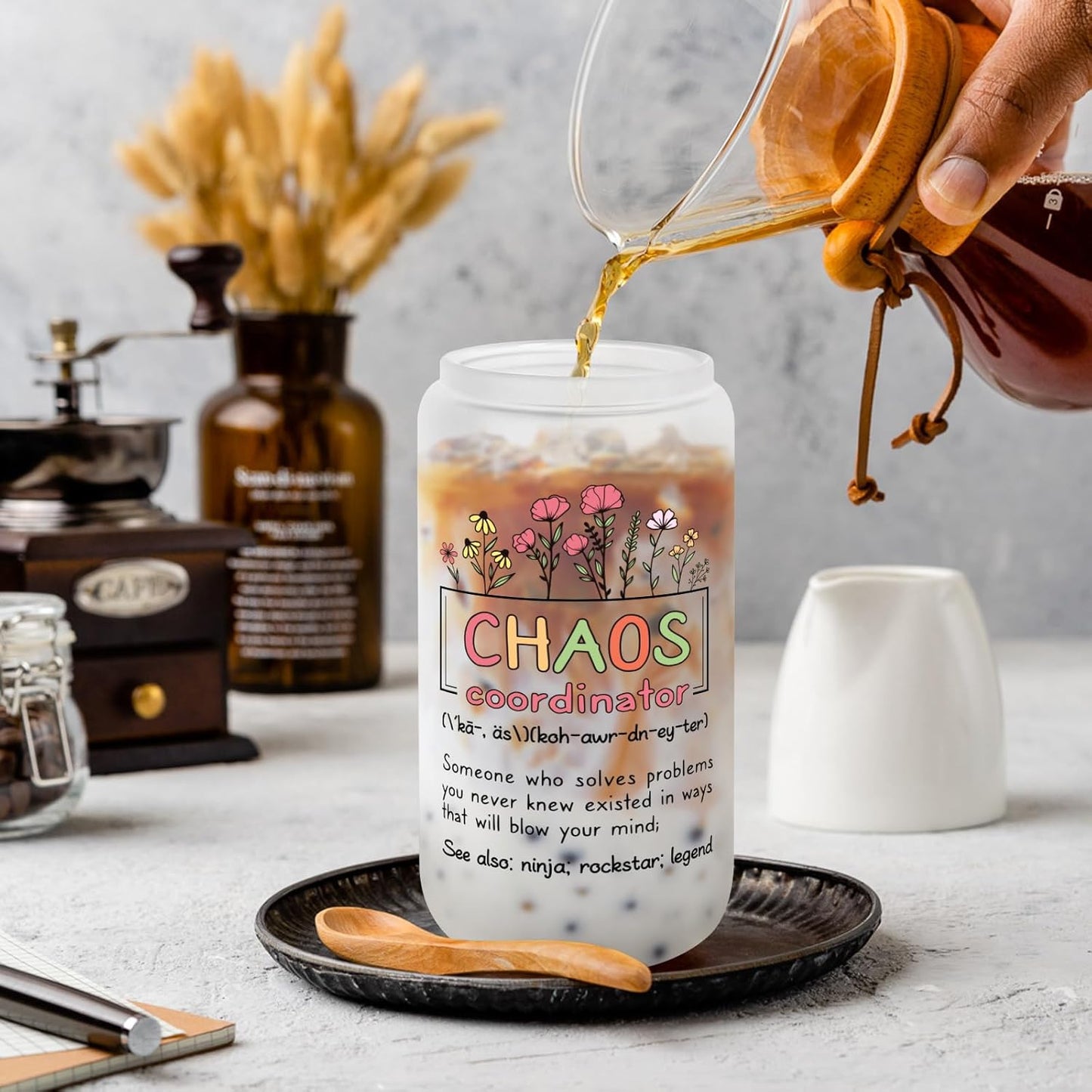 Thank You Gifts for Chaos Coordinator, Boss Lady Gifts for Women, Teacher Appreciation Gifts, Inspiration Work Gifts for Coworkers, Employees, Manager, Nurse on Birthday Christmas - 18 Oz Can Glass