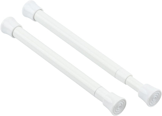 2 Pack Small Spring Tension Curtain Rod 7.5 to 11.5 Inch, Thin Tension Rod No Drill for Window Cupboard Closet, White