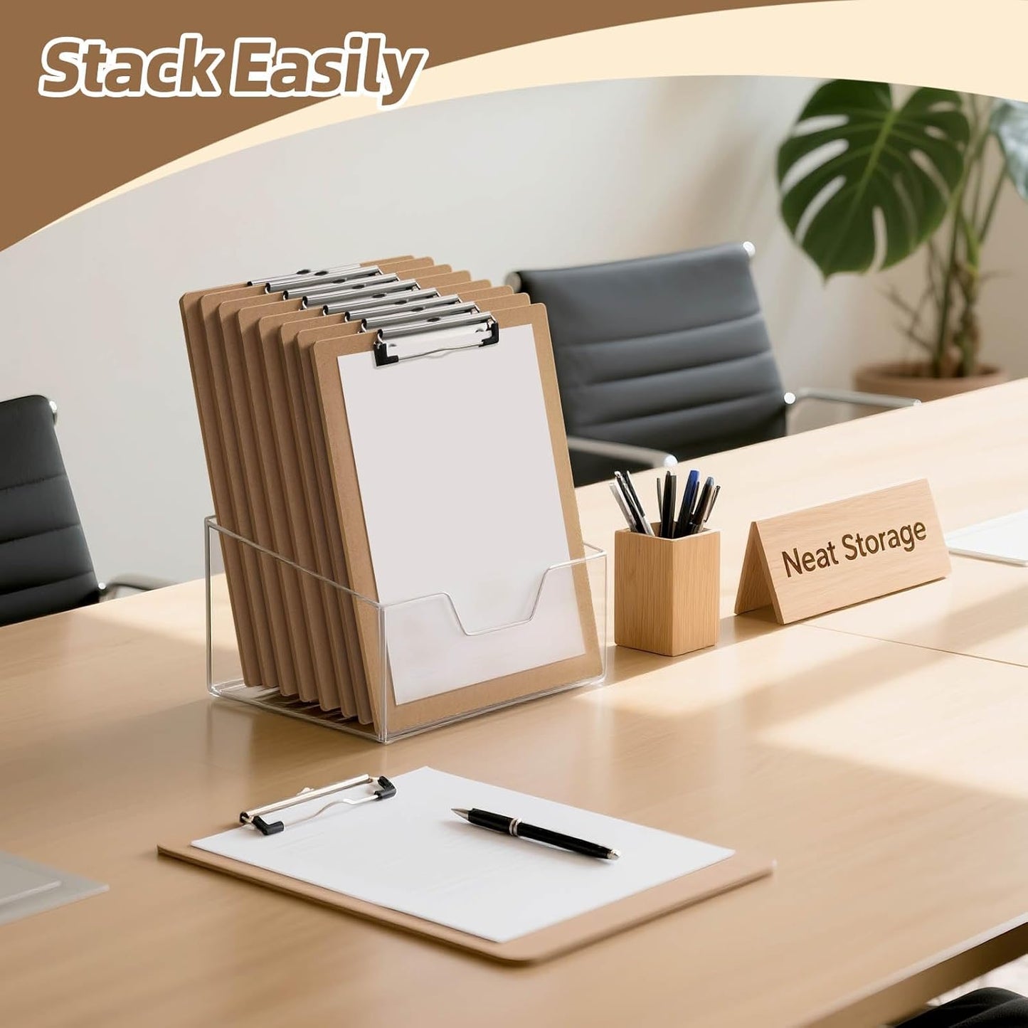 6 Pack Clipboard 8.5 X 11 Letter Size Clip Boards Bulk, A4 Wooden Hardboard Office Clipboards Pack for Classroom, Work-Meetings, Brown