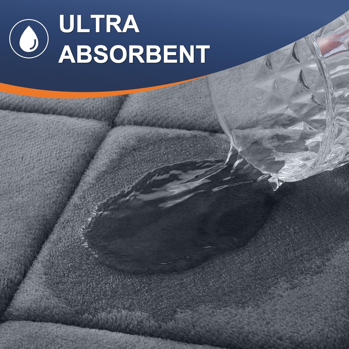Memory Foam Bath Mat 24X16, Ultra Soft and Absorbent Bathroom Rugs, Machine Washable, Comfortable Bath Carpet for Bathroom Floor, Tub and Shower, Dark Grey