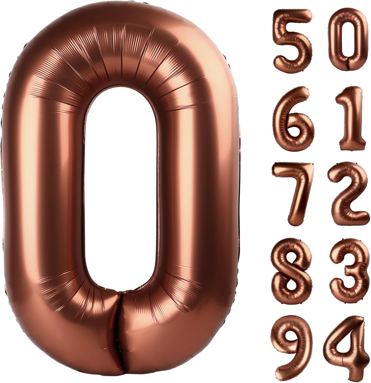 Dark Brown Number Balloon 40 Inch, Coffee Brown 0 Number Balloons, 10 20 30 40 50 Numbers Balloon Chocolate Brown Birthday Decorations Party Supplies for Women Men