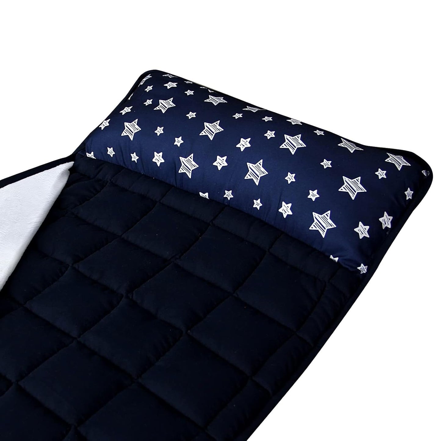Toddler Nap Mat 2 Pack, Nap Mat for Kids Preschool, Daycare and Fleece Minky Blanket, Lightweight, Soft, Gray and Navy