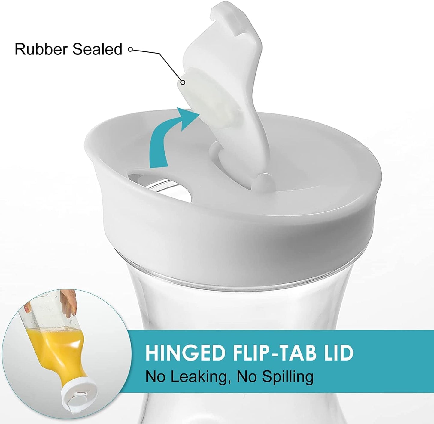 Plastic 4 Pack Large 50 Oz Water Carafe with Flip Top Lid, Square Base Juice Containers, Clear Plastic Pitcher - for Water, Iced Tea, Juice, Lemonade, Milk, Cold Brew and Mimosa Bar - HAND WASH ONLY