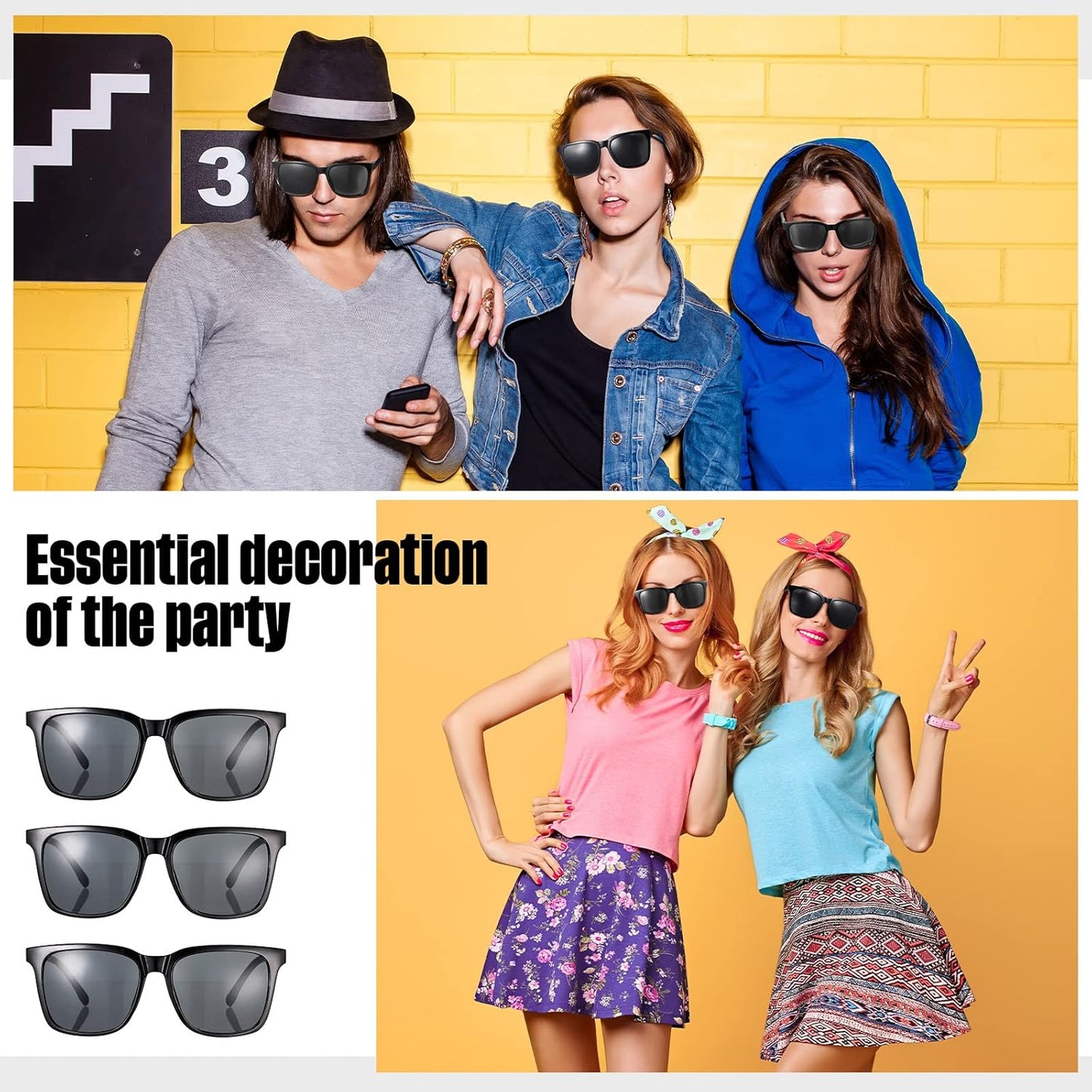 Bulk 50 Pack Neon Vintage Retro Sunglasses - Classic Eyewear for Adult Party Favors