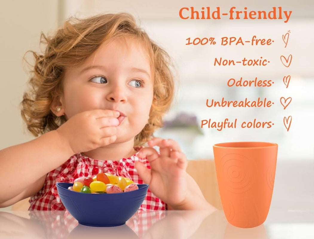 Wheat Straw Mini Bowls - 10 OZ Oval Set of 4 for Snacks, Desserts, Fruits, Ice Cream, Dips, and Yogurt, 5 Inch, Microwave and Dishwasher Safe, Mondrian Color