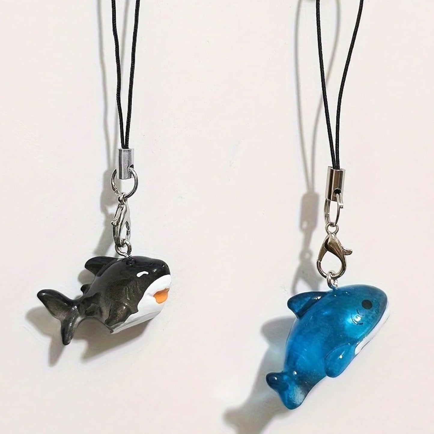 2Pcs Shark Phone Charms, Whale Shark Keychain, Blue Ocean Phone Charms for Bag Keychain Camera Decor