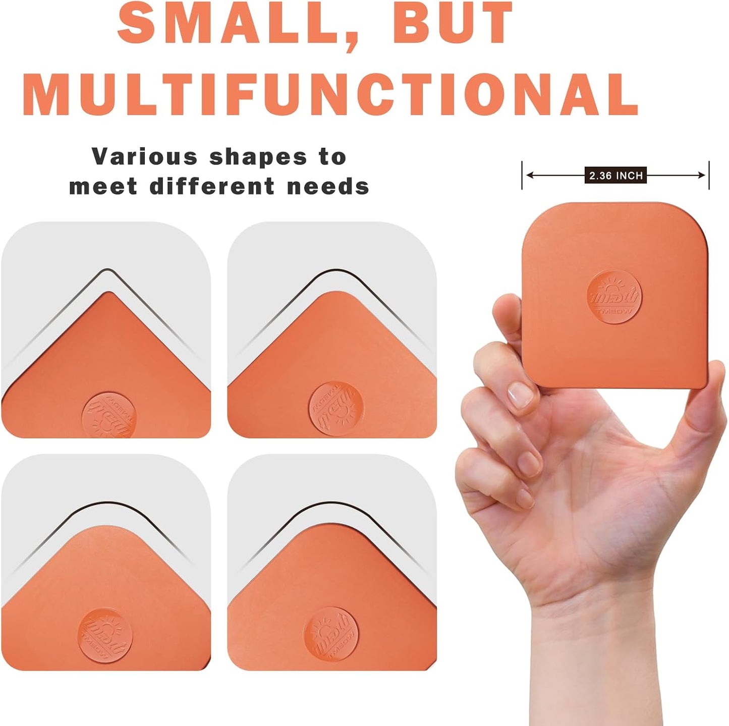 5 Pcs Pan and Pot Scraper -Orange, Nylon Silicone 2 in 1 Kitchen Dish Scraper