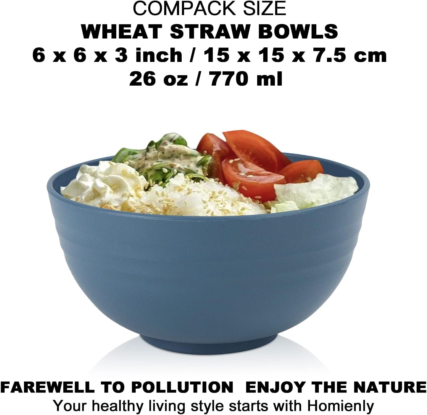 Premium 8-Piece Unbreakable Wheat Straw Cereal Bowl Set - Lightweight, Microwave and Dishwasher Safe, Ideal for Serving Soup, Oatmeal, Ramen, and Salad (Multi-Color, 26 OZ)
