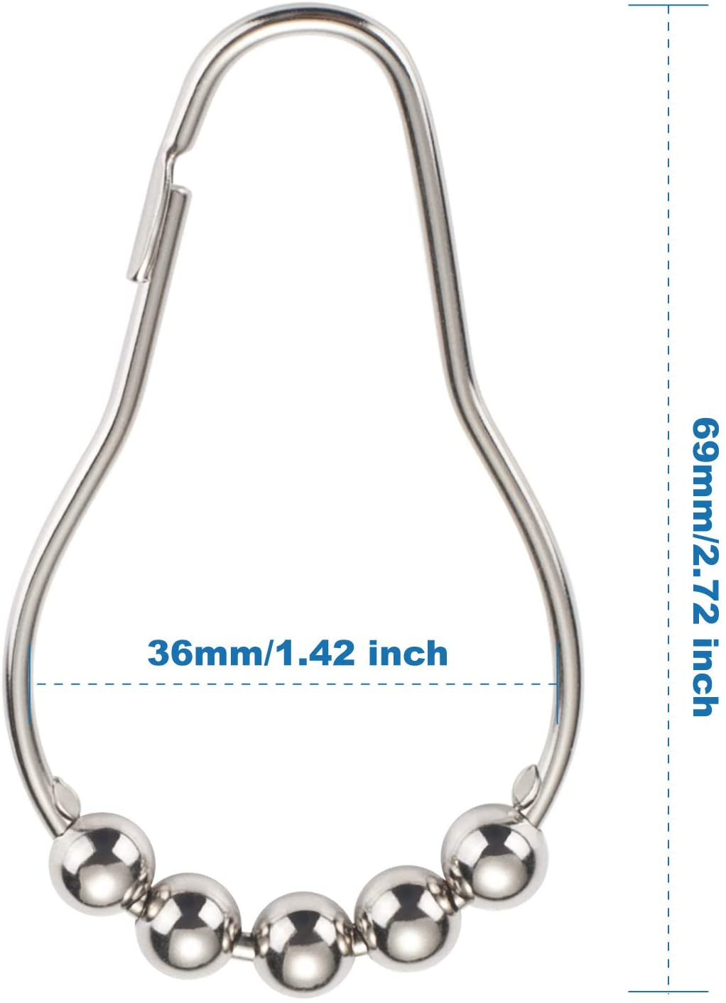 Shower Curtain Liner and Hooks Set- 12PCS Rust Proof Stainless Steel Shower Curtain Hooks Rings with bath 72X72 Clear Plastic Shower Curtain Liner