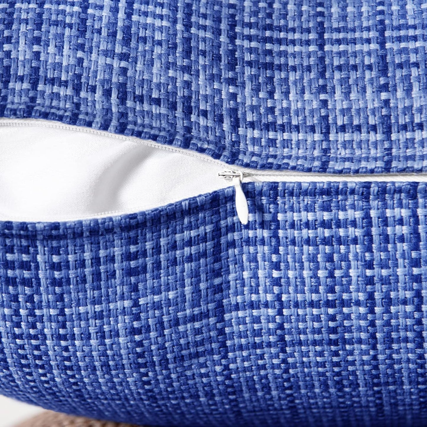 Outdoor Waterproof Throw Pillow Covers Decorative Farmhouse Water Resistant Cushion Covers for Tent Patio Garden Couch Sofa Pack of 2, 20X20 Inch Blue