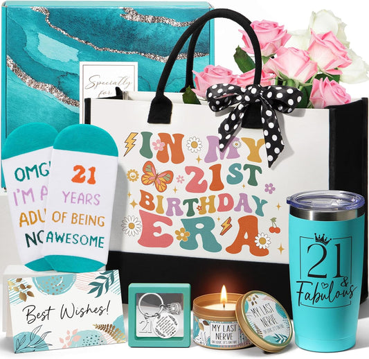 21St Birthday Gifts for Her Women, Cool Fabulous Gifts for 21 Year Old Female Best 21 Year Old Birthday Gifts Ideas Happy 21St Birthday Gifts Baskets for Women Her Sister Friends Daughter Girlfriend