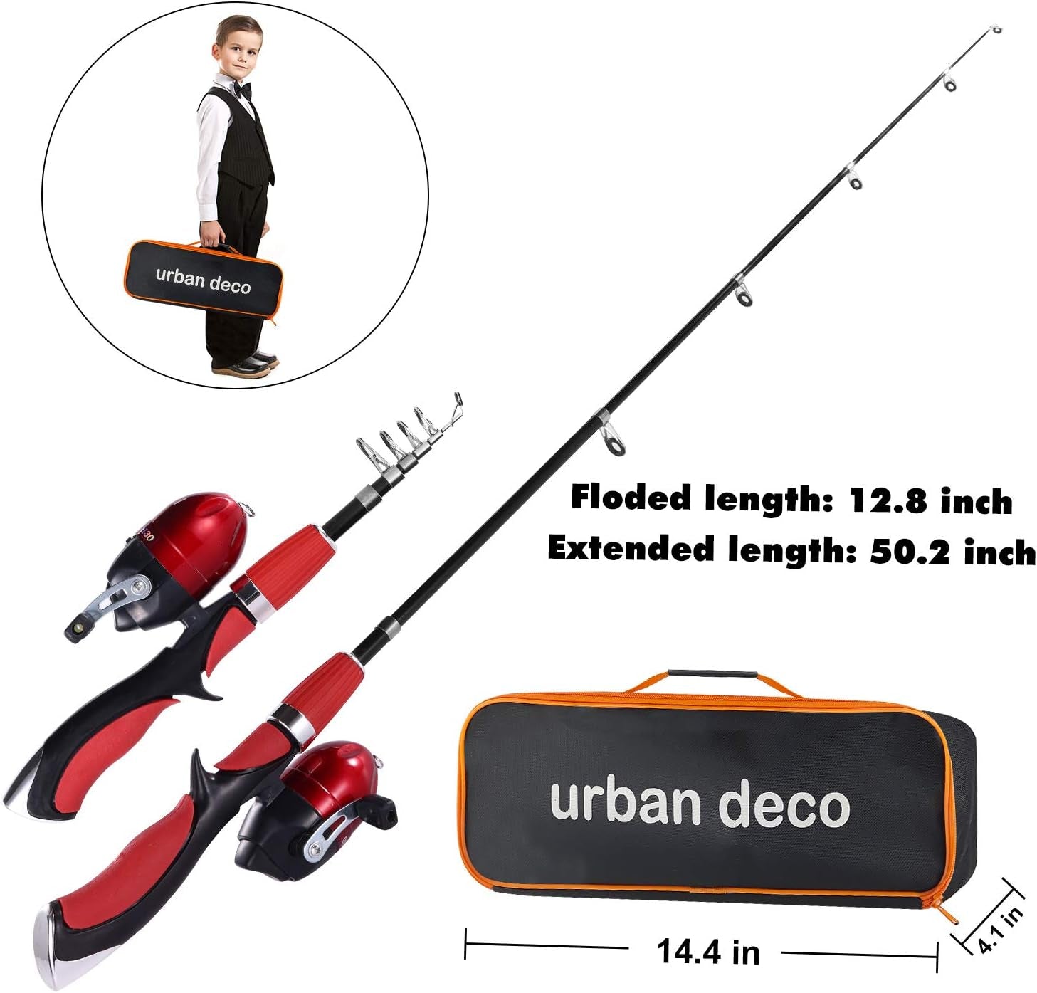 Kids Fishing Pole Set Portable Telescopic Kids Fishing Rod and Reel Combo Kit with Tackle Box for Beginners, Boys,Girls,Youth,Children