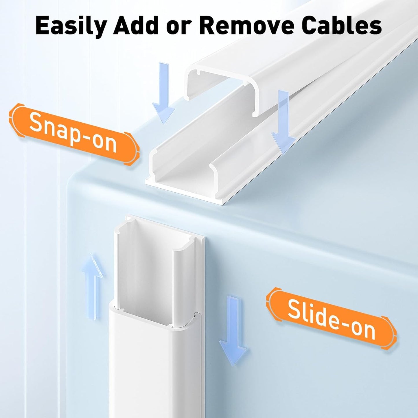 TV Cord Hider, 62.8In Cable Hider, Cord Covers for Wires on Wall, Wire Covers for 2-3 Cords, Wire Hiders for TV on Wall, Easier Setup Cable Cover Management, 4X L15.7 W0.94 H0.47In, White