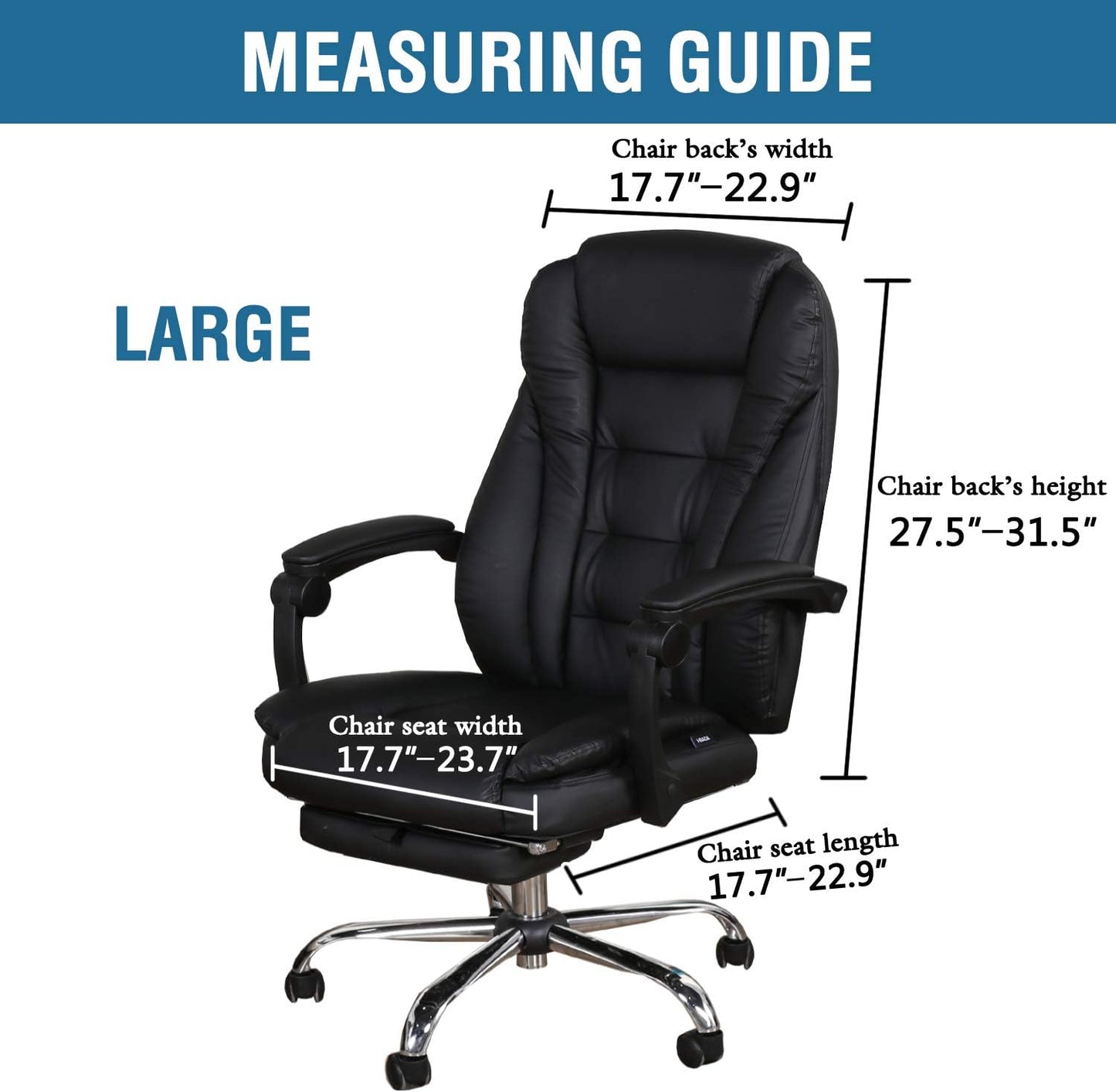 Home Office Chair Covers Stretchable Computer Desk Chair Covers Mid - High Back Universal Executive Boss Gaming Seat Cover Removable Machine Washable,Non Slip Thick Jacquard, Black- Large