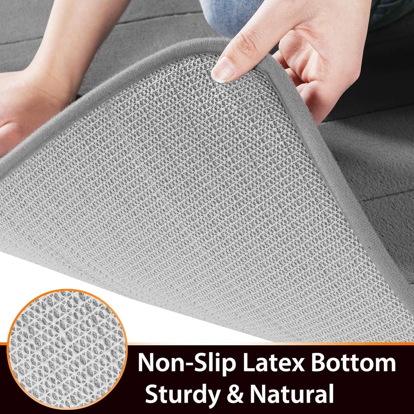 Memory Foam Bath Mat Set 3 Pieces- Super Soft Absorbent Quick Dry Bathroom Rug Sets, Machine Washable Non Slip Floor Carpet for Tub Shower, Vanity & Toilet Base, Gray