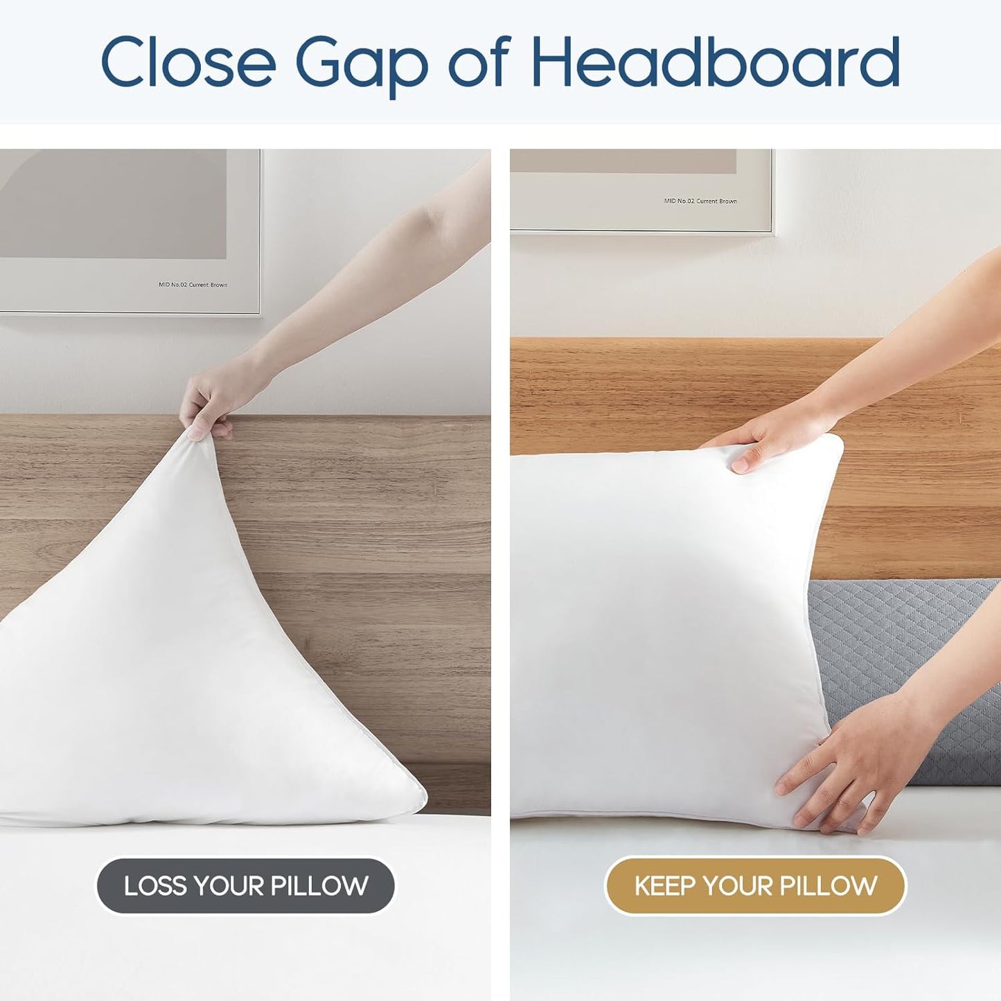 King Size(76"X10"X6") Bed Wedge Pillow for Headboard - Upgraded Bed Gap Filler King between Mattress and Headboard - Wedge Headboard Pillow - Grey