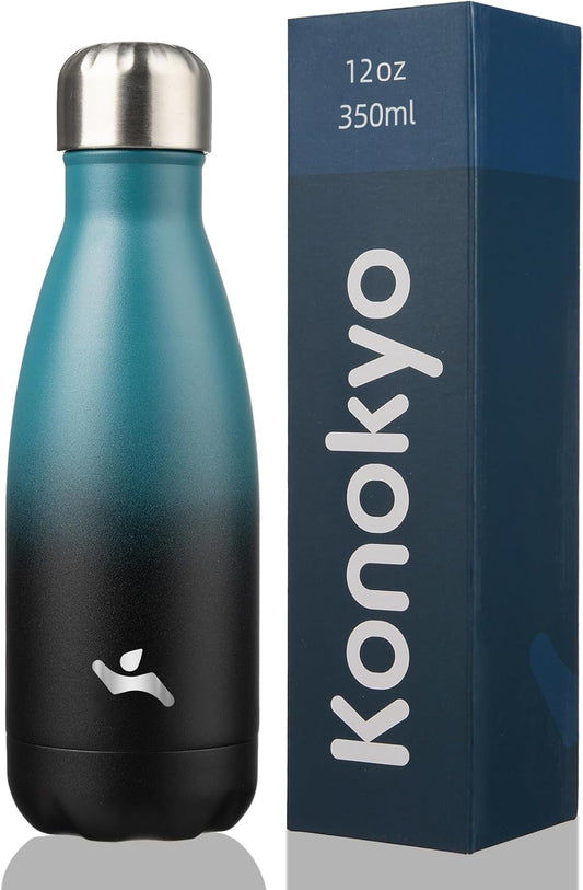 Insulated Water Bottles,12 Oz Double Wall Stainless Steel Vacumm Metal Flask for Sports Travel,Indigo Black