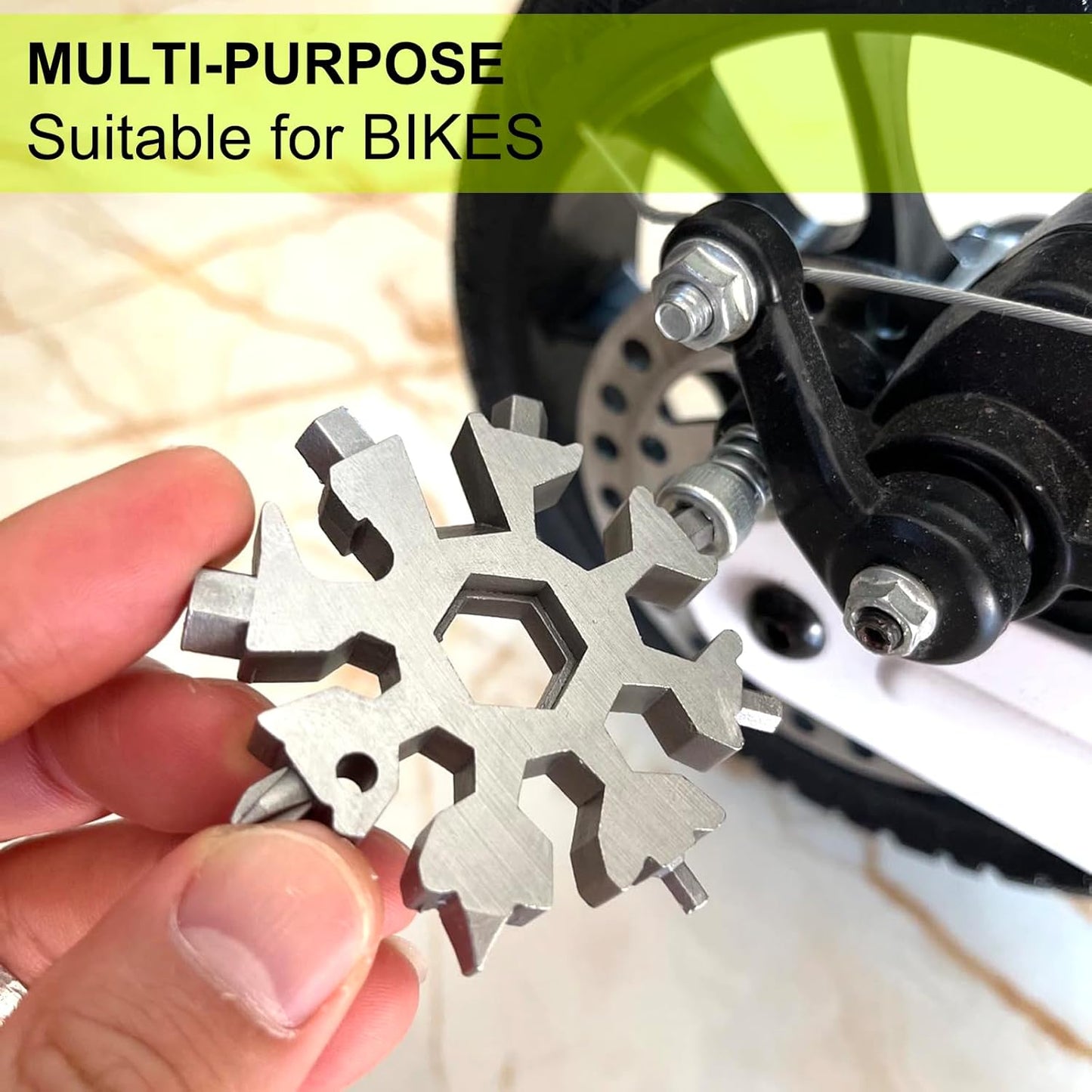 Snowflake Multitool Set for Men, 2-Piece 18-in-1 Stainless Steel Multi-Tool, Ideal Gadgets for Outdoor Travel, Camping, and Everyday Use