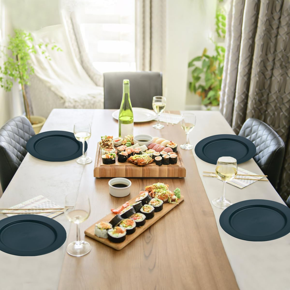 Set of 8 Green Reusable 10" Plastic Plates - Versatile Dinnerware for Home, Garden, Picnic, Camping, and Outdoor Use