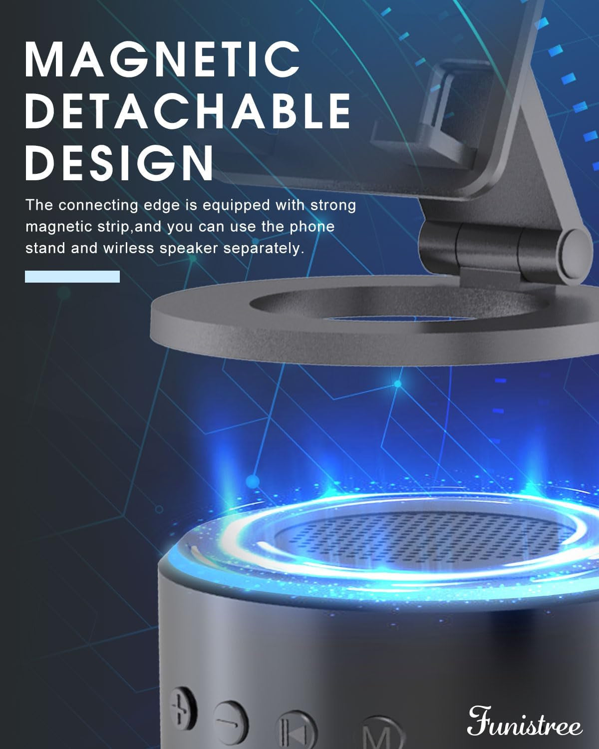 Dad Men Him Husband Gifts from Daughter Son Wife, Cell Phone Stand with Wireless Bluetooth Speaker, Tech Gadget Adjustable Detachable White Noise Sound Machine Dad Christmas Xmas Birthday Gifts