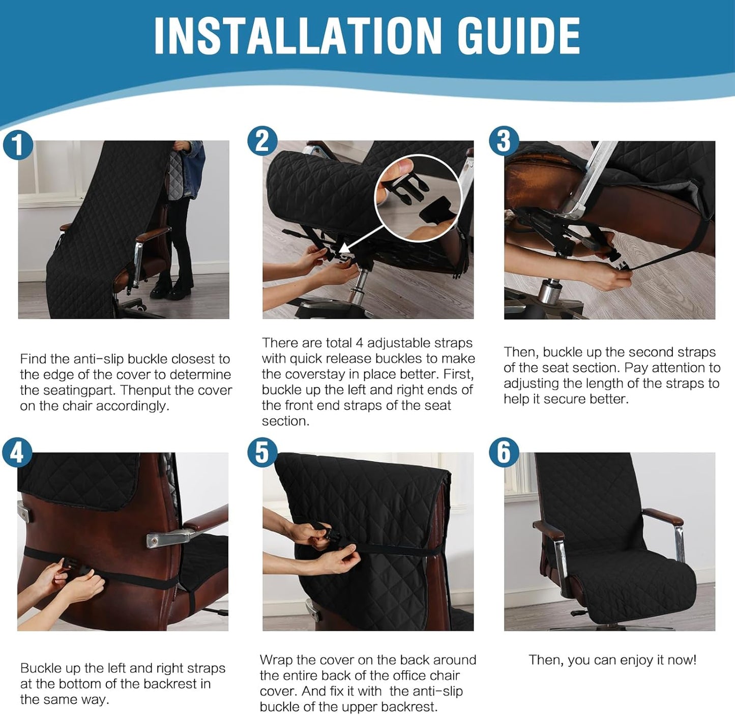 Water Resistant Chair Cover Reversible Dining Chair Cover with Non-Slip Buckle Soft Removable High Chair Slipcovers Oversized for Armchair or Armless Chair,Black/Grey
