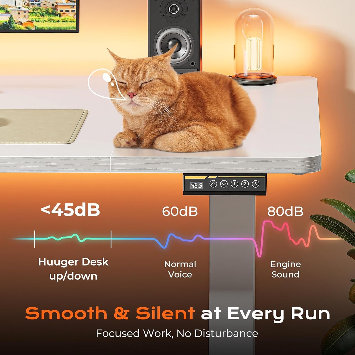 55" x 28" Large Electric Height Adjustable Standing Desk, 27.6" Deep Desktop, Ergonomic Gaming and Office Table with 2 Hooks and 3 Preset Heights, Ideal for Home Office, White