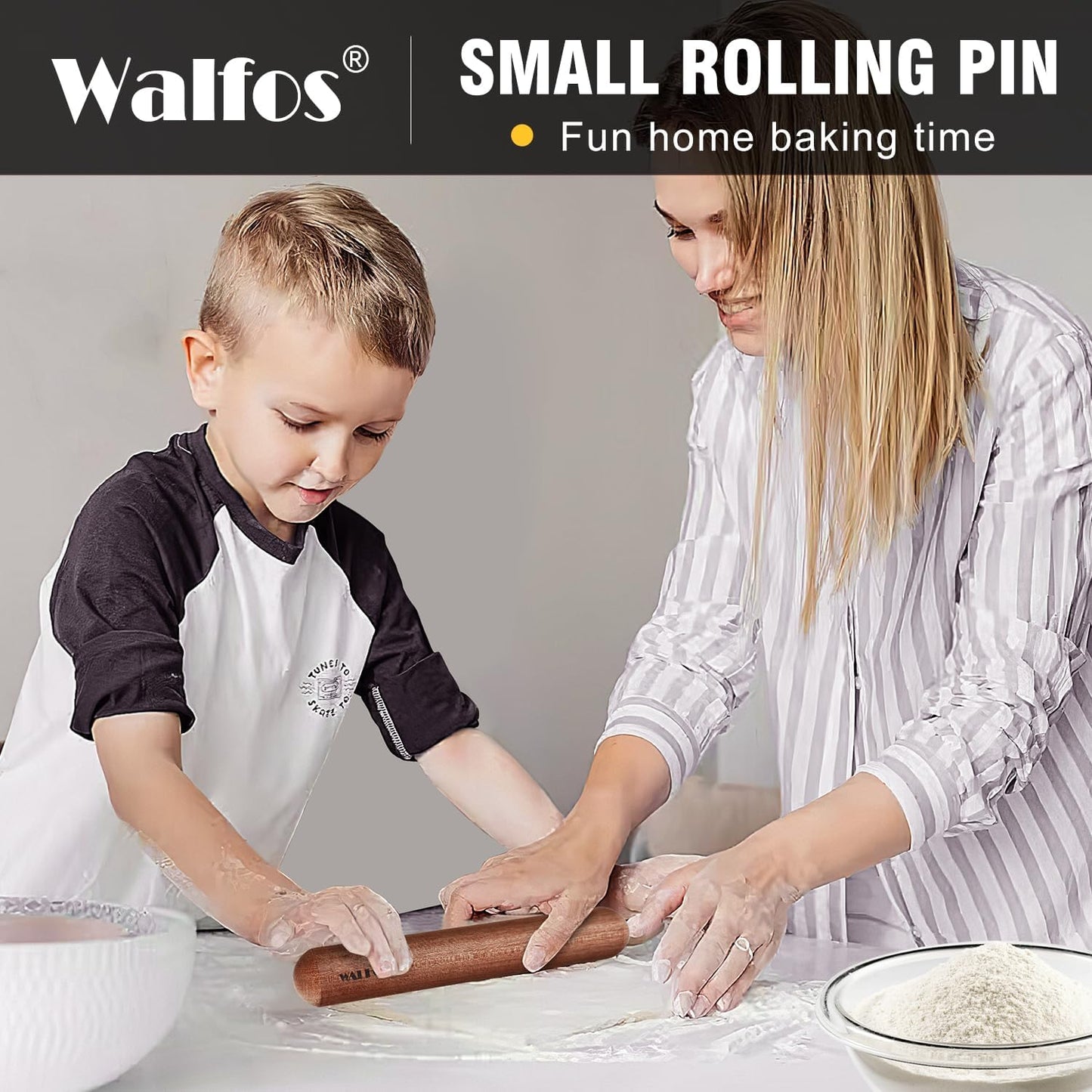 Mini Rolling Pin - Small Natural Wooden Rolling Pins, Baking Dough Roller for Pizza, Pie, Pasta, Bread, Pastry, No Coating (8Inch)