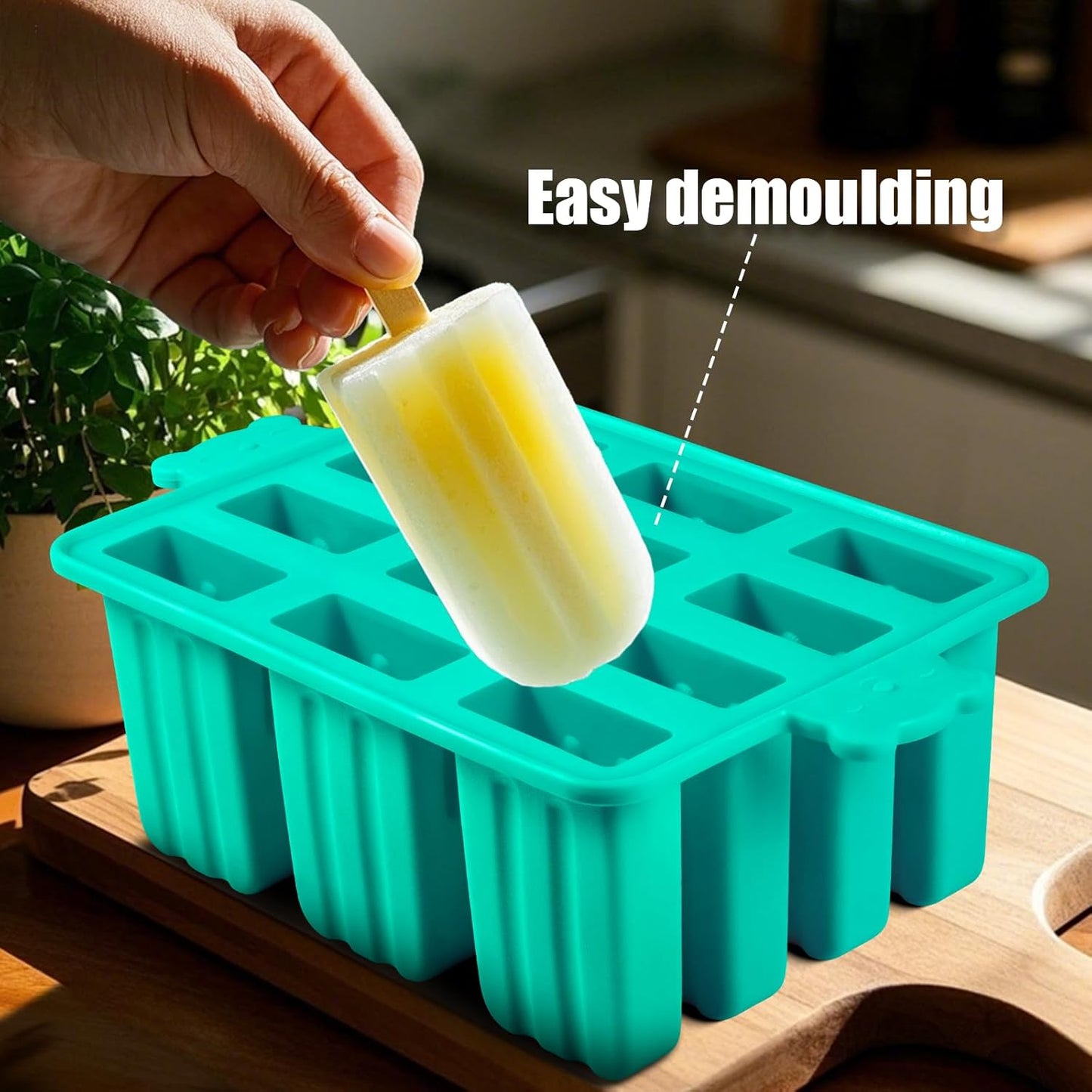 Popsicles Molds, Silicone Ice Pop Mold Food Grade Cakesicles Mold for Ice Cream 50 Popsicle Sticks 50 Popsicle Bag (Blue, 12 Cavities)