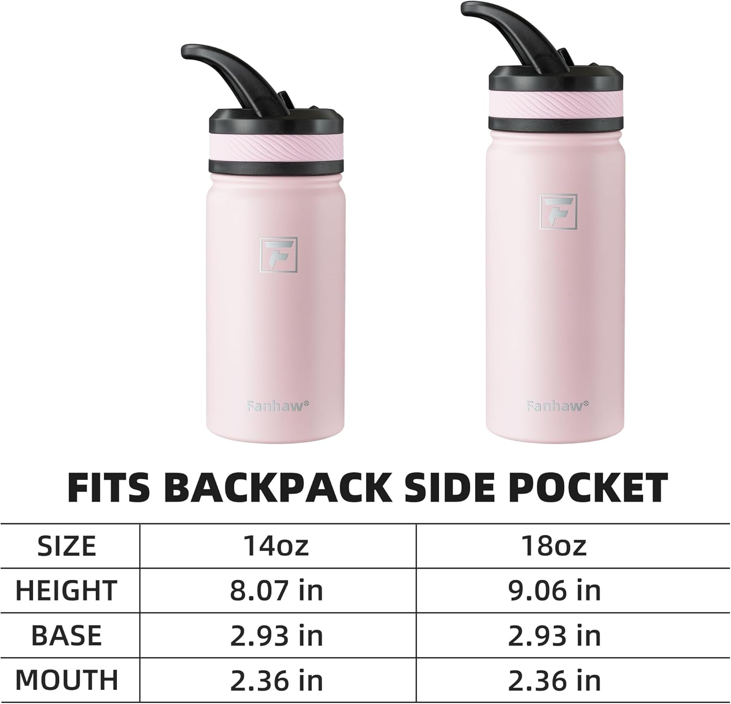 14 Oz Kids Insulated Water Bottle with Straw Lid – Stainless Steel Double Wall Vacuum, Leak-Proof, Bpa-Free Water Bottles for School Boys & Girls(Pink)