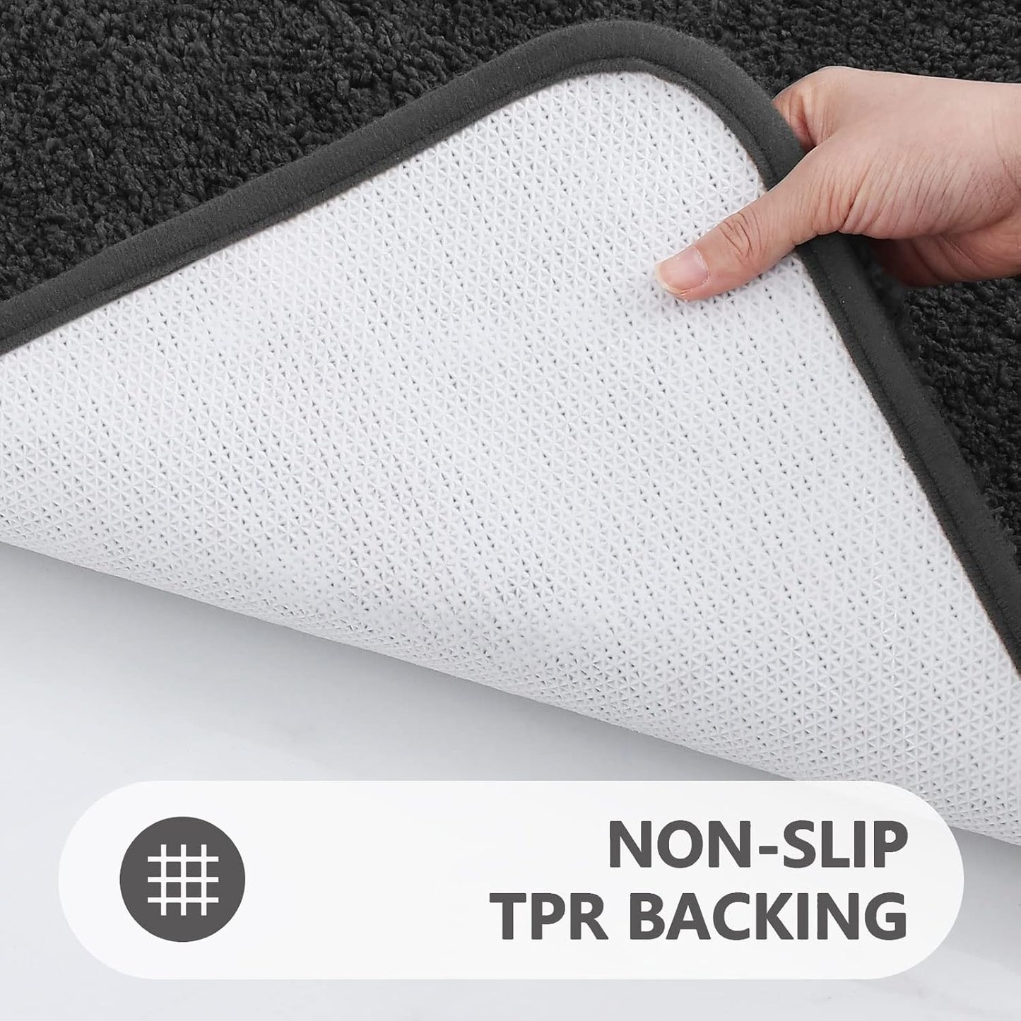 Microfiber Bathroom Rugs Set 2 Pieces - Shaggy Soft Thick Bath Mat, Non-Slip Machine Wash/Dry Absorbent Shower Bathroom Rugs and Mats Sets for Bathroom(20"X32"+20"X32", Charcoal Grey)