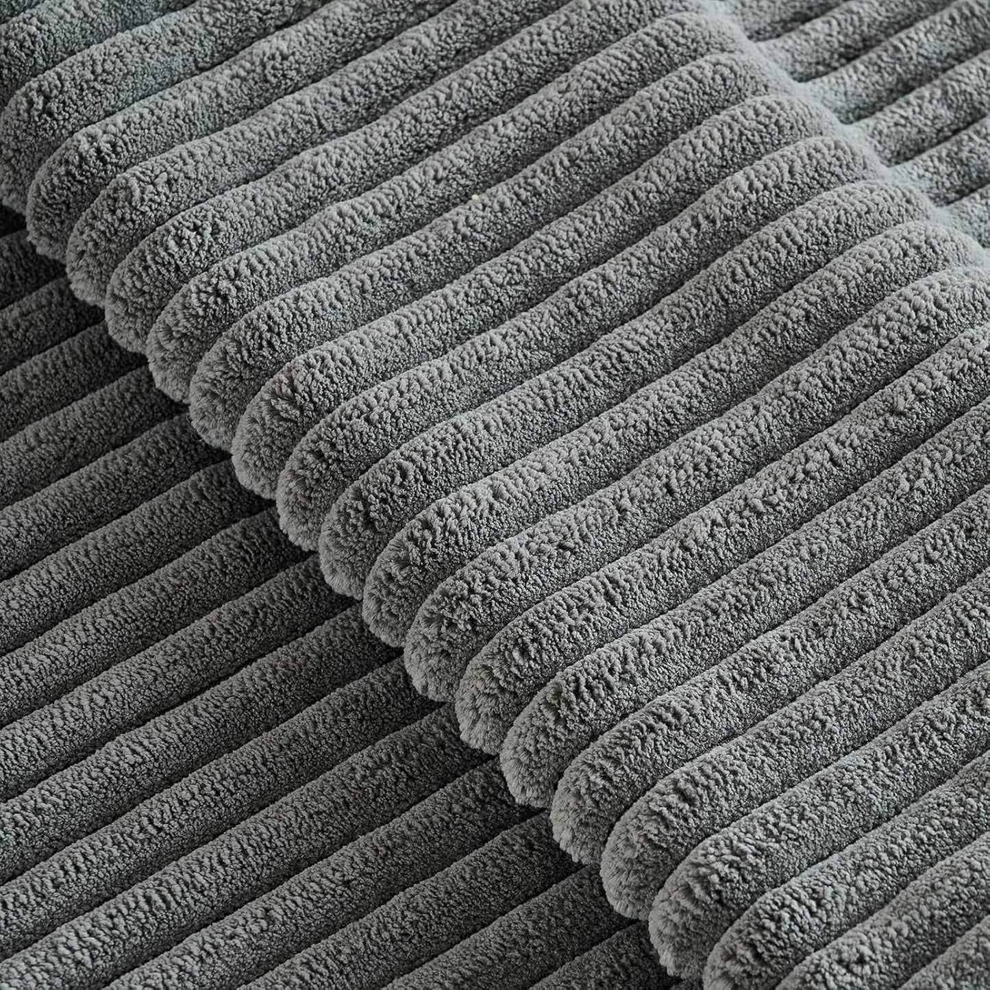 Set of 2 Dark Gray Boho Decorative Throw Pillow Covers 16X16 Inch for Couch Bed Sofa, Aesthetic Modern Bohemian Room Decor, Soft Fuzzy Fluffy Cozy Corduroy Textured Cushion Case 40X40Cm