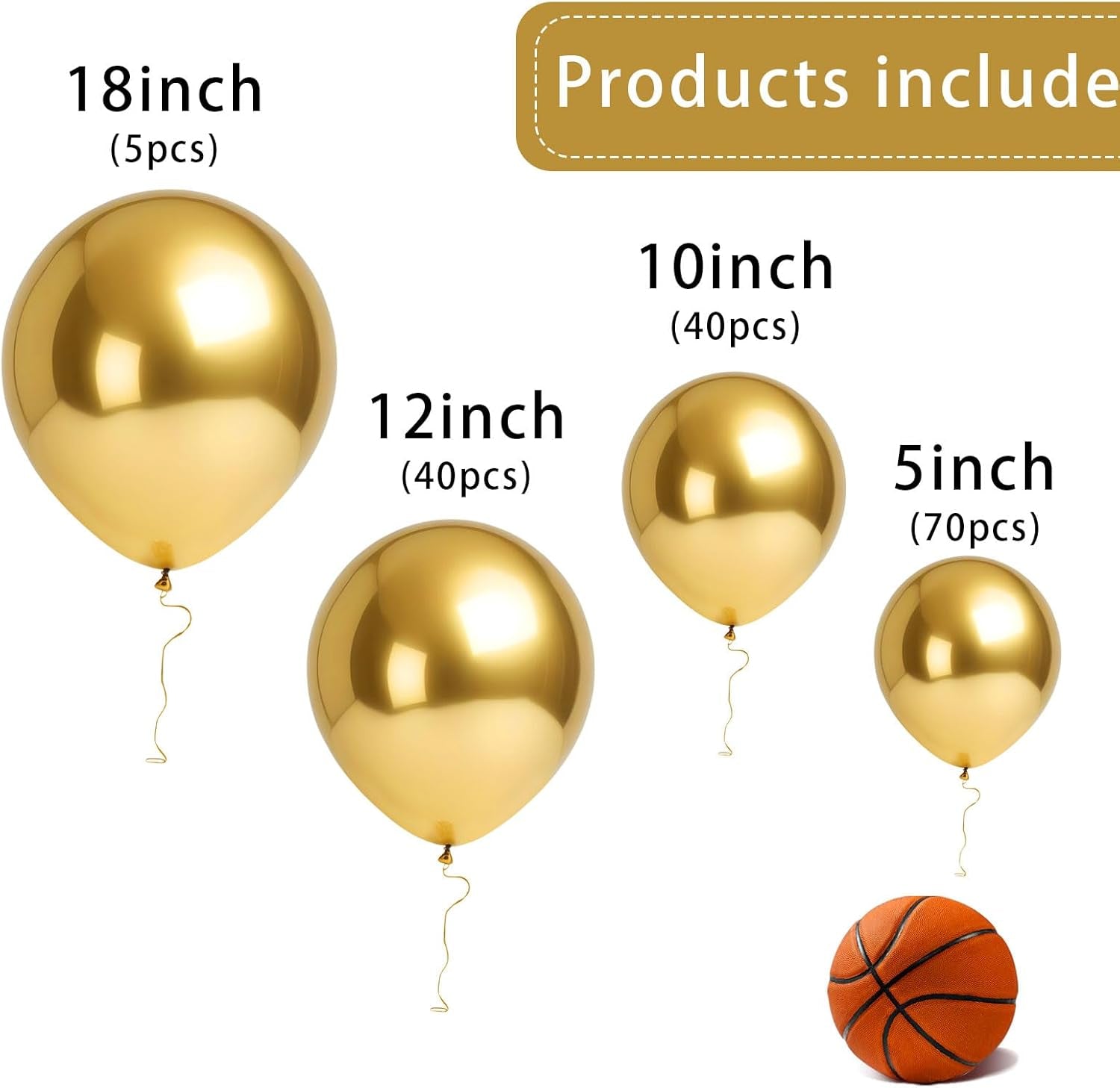 Metallic Gold Balloons 145 Pcs Gold Metallic Balloon Arch Kit Different Sizes of 18 12 10 5 Inch Gold Balloons for Balloon Garland Kit or Balloon Arch as Birthday Party Decorations
